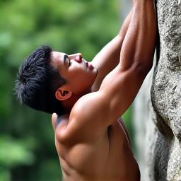 Tao na nag-eensayo sa pag-akyat ng bato, nagpapalakas ng upper body at grip