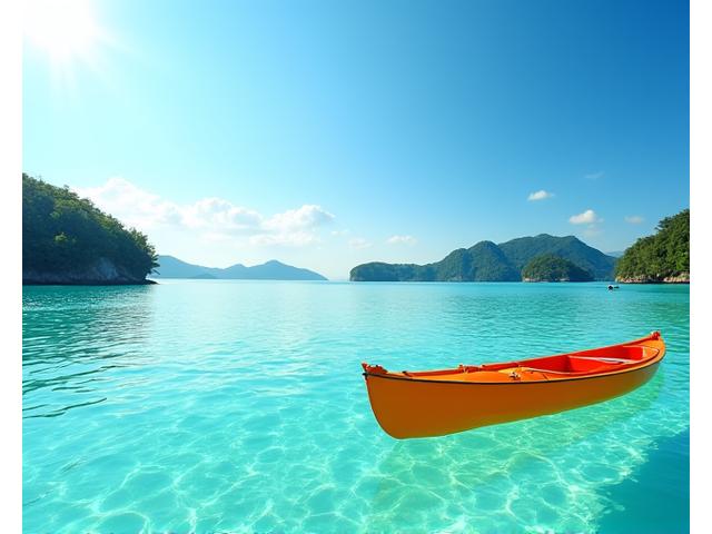 A sleek open water kayak on a calm blue sea, ideal for exploration.