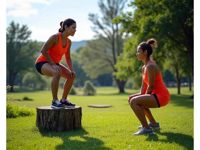 People exercising outdoors in a park with natural elements, representing adventure workout sessions.