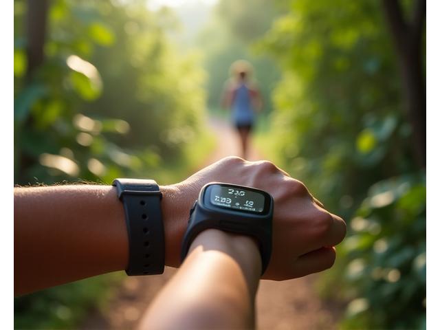 Athlete wearing heart rate monitor during an outdoor run in Cebu's mountains.